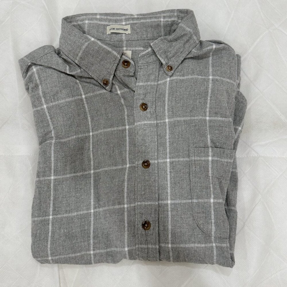 J. Crew Brushed Twill Shirt Slim Untucked in Large Square Plaid